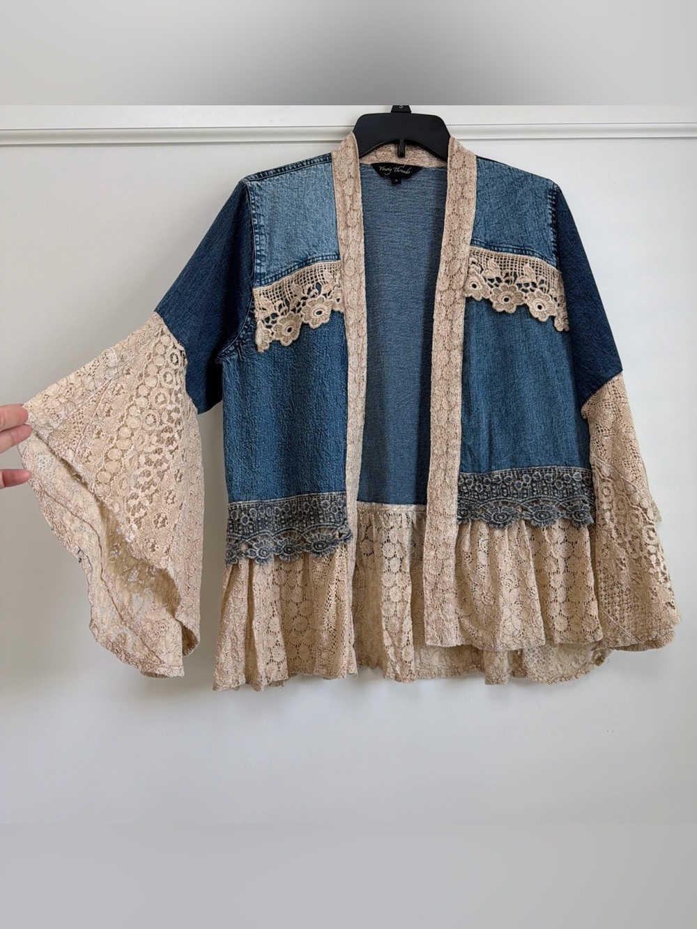 Young Threads Patchwork Lace Kimono & Pant Set S NWOT - Picture 6 of 8